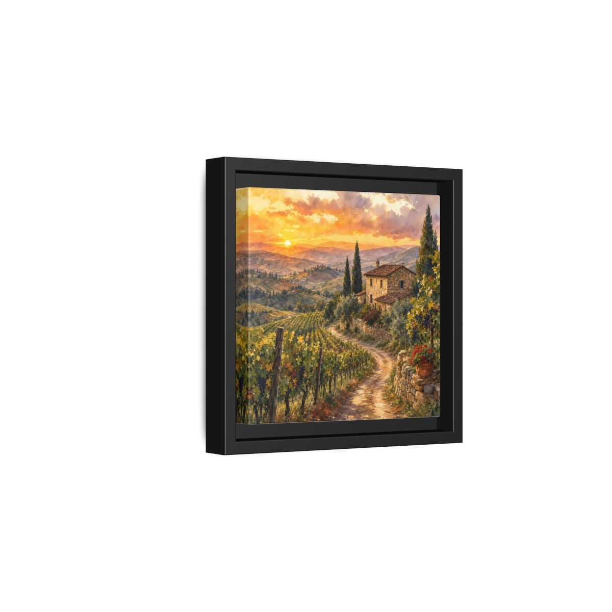 Side Mockup 3. Nature Tuscan Landscape Tuscan Sunset Landscape shown as stretched canvas wall art