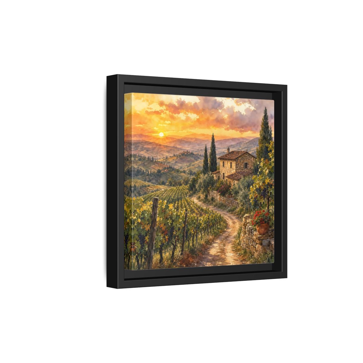 Side Mockup 21. Nature Tuscan Landscape Tuscan Sunset Landscape shown as stretched canvas wall art