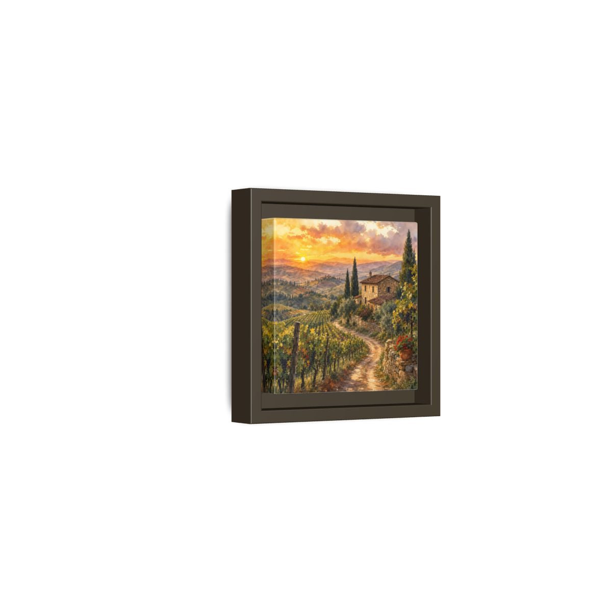 Side Mockup 23. Nature Tuscan Landscape Tuscan Sunset Landscape shown as stretched canvas wall art