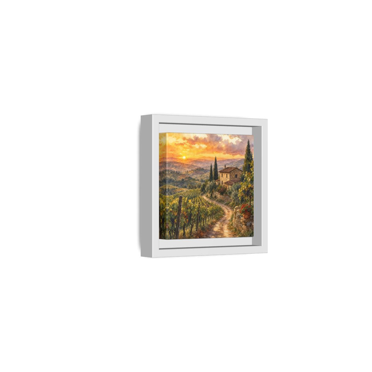 Side Mockup 22. Nature Tuscan Landscape Tuscan Sunset Landscape shown as stretched canvas wall art