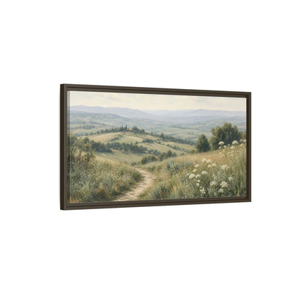 Main Mockup. Nature Tuscan Landscape Tuscan Landscape Green shown as stretched canvas wall art