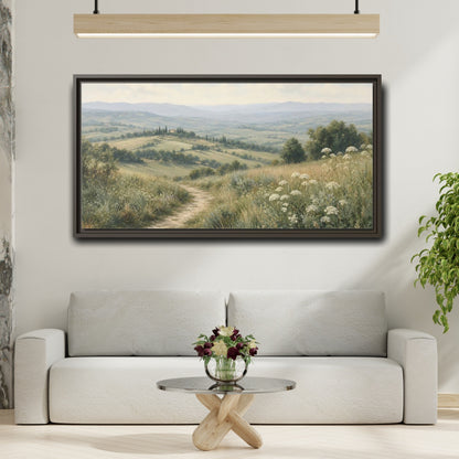 Mockup 2. Nature Tuscan Landscape Tuscan Landscape Green shown as stretched canvas wall art
