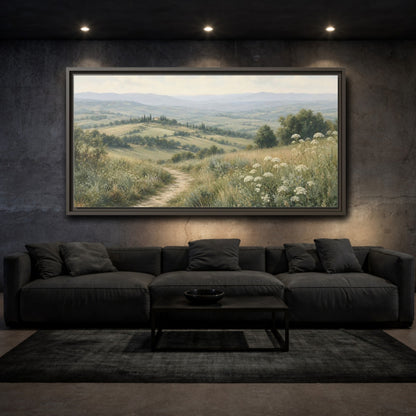 Mockup 3. Nature Tuscan Landscape Tuscan Landscape Green shown as stretched canvas wall art