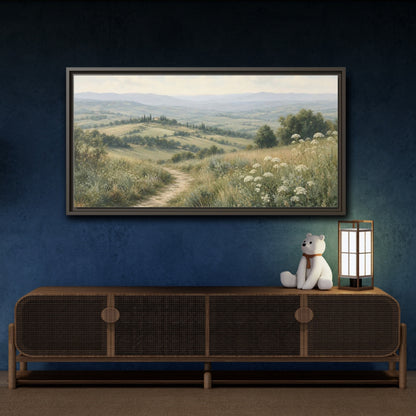 Mockup 4. Nature Tuscan Landscape Tuscan Landscape Green shown as stretched canvas wall art