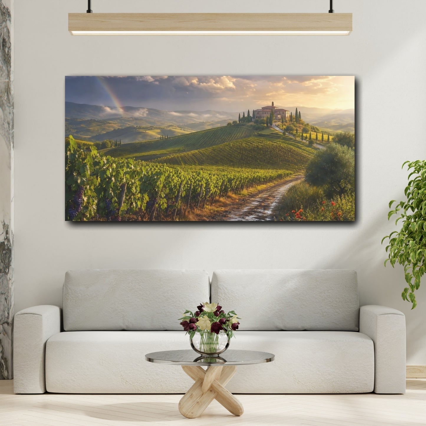 Mockup 2. Nature Tuscan Landscape Tuscan Landscape shown as stretched canvas wall art