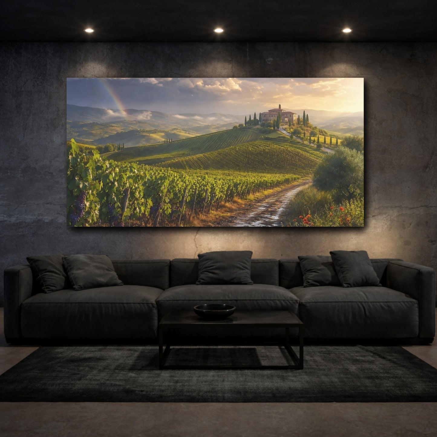Mockup 3. Nature Tuscan Landscape Tuscan Landscape shown as stretched canvas wall art