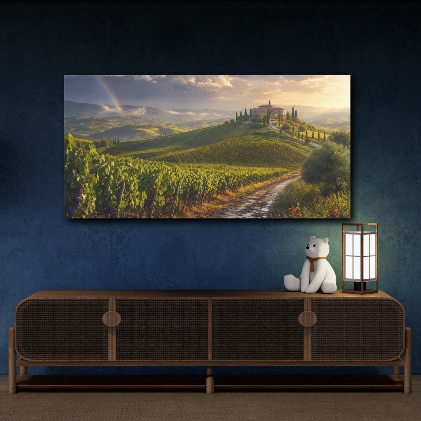 Mockup 4. Nature Tuscan Landscape Tuscan Landscape shown as stretched canvas wall art