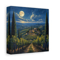 Side Mockup 2. Nature Tuscan Vineyard Tuscan Night shown as stretched canvas wall art