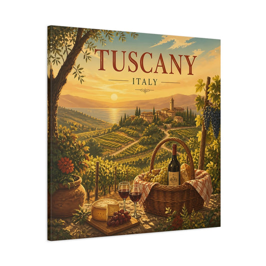 Main Mockup. Nature Tuscan Vineyards Tuscan Landscape shown as stretched canvas wall art