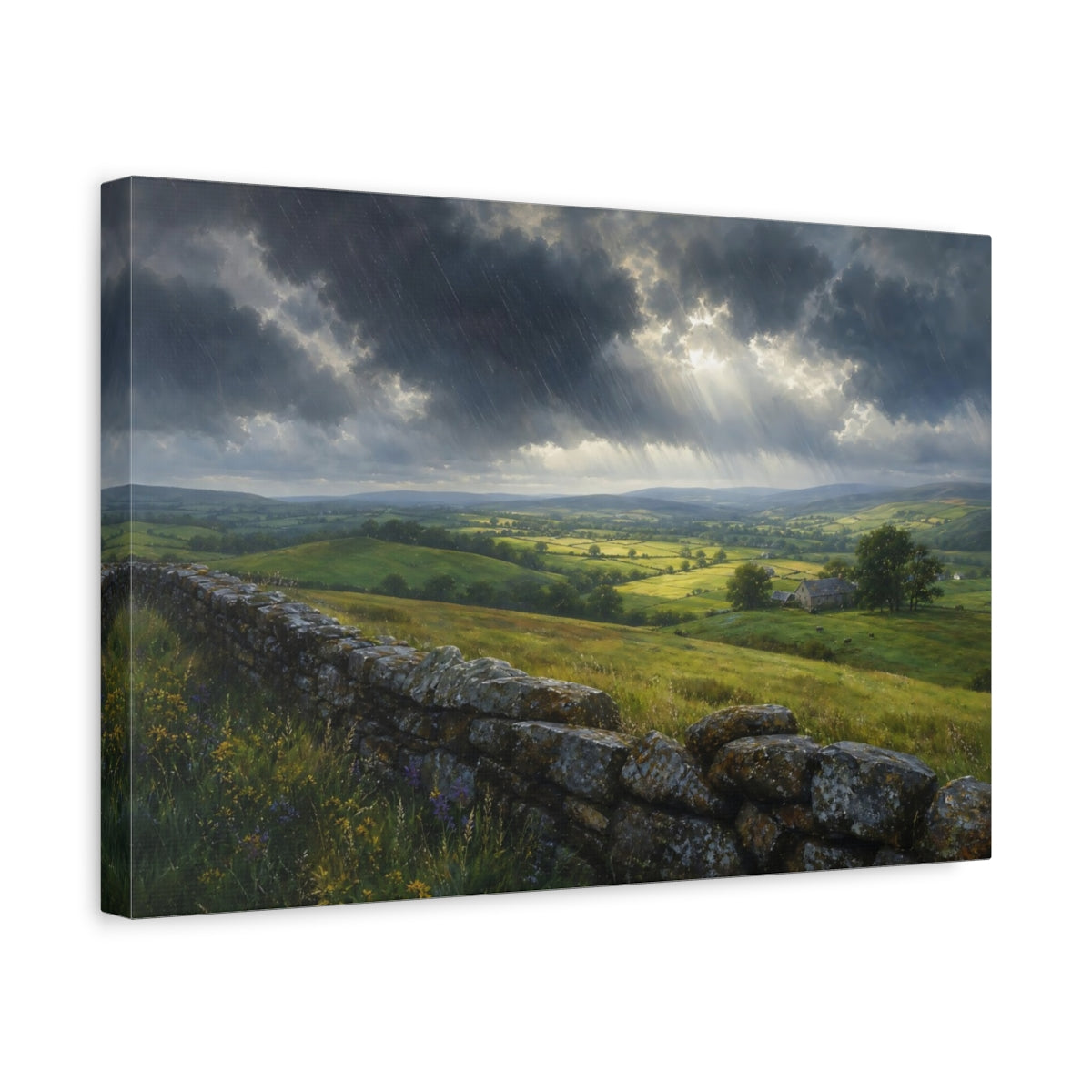 Side Mockup 4. Nature Valley Landscape Green Valley Landscape shown as stretched canvas wall art
