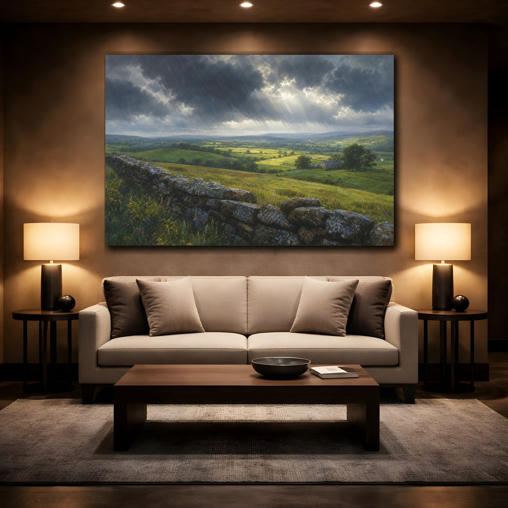 Mockup 2. Nature Valley Landscape Green Valley Landscape shown as stretched canvas wall art