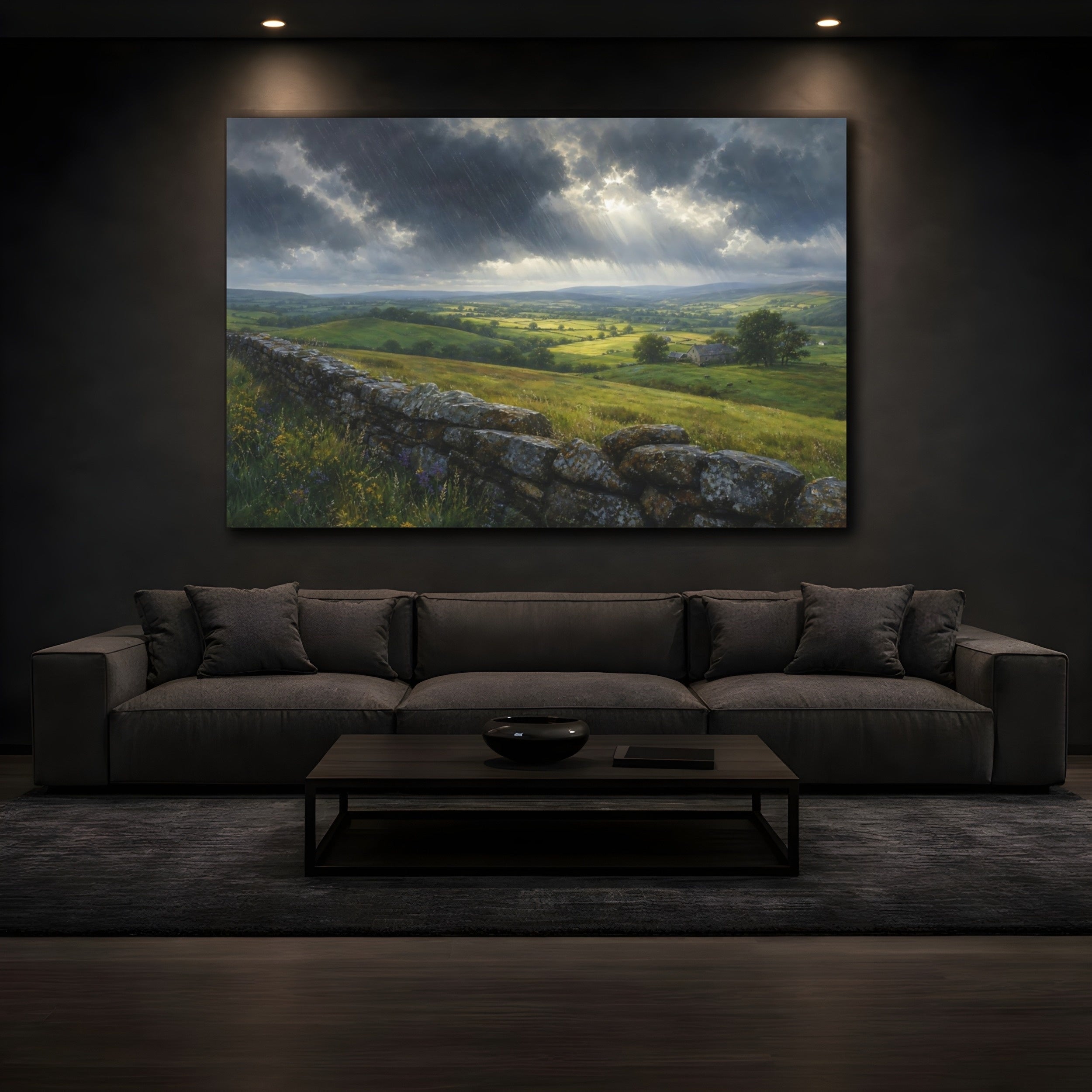 Mockup 3. Nature Valley Landscape Green Valley Landscape shown as stretched canvas wall art