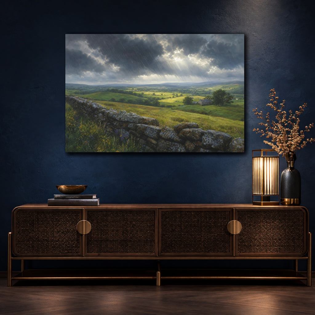 Mockup 4. Nature Valley Landscape Green Valley Landscape shown as stretched canvas wall art