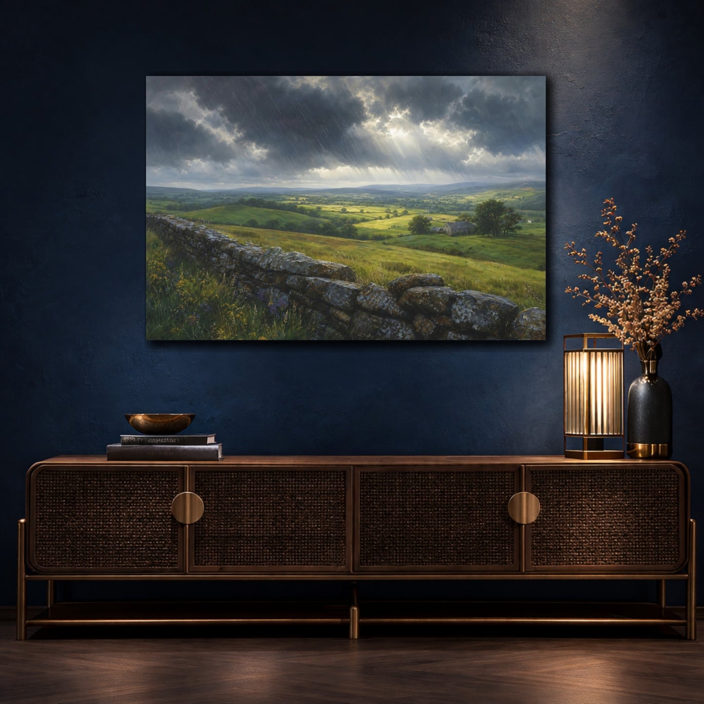 Mockup 4. Nature Valley Landscape Green Valley Landscape shown as stretched canvas wall art