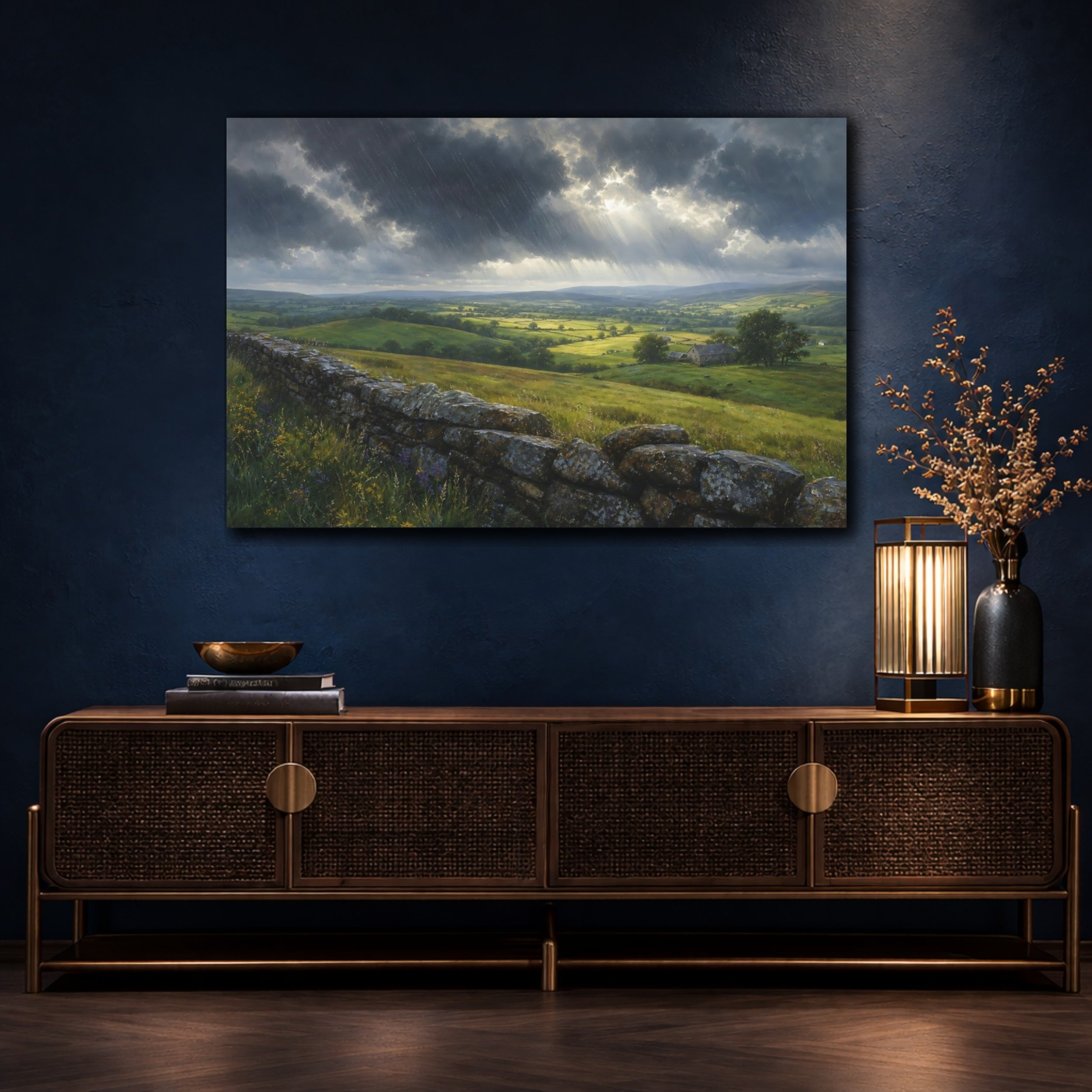 Mockup 4. Nature Valley Landscape Green Valley Landscape shown as stretched canvas wall art