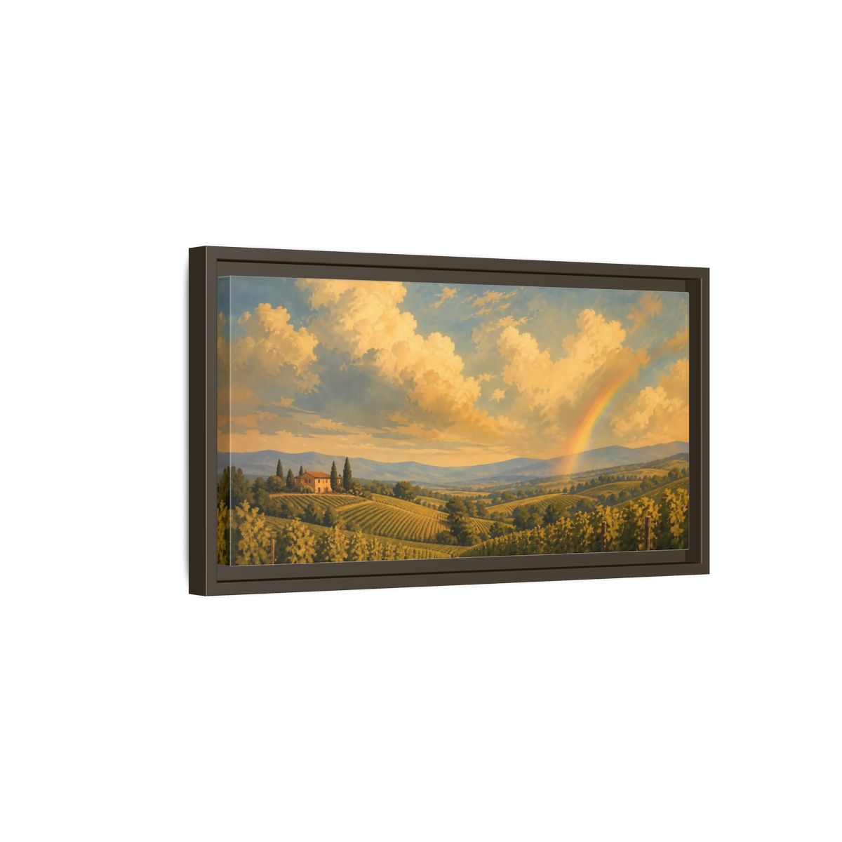 Side Mockup 7. Nature Vineyard Golden Sky Landscape shown as stretched canvas wall art