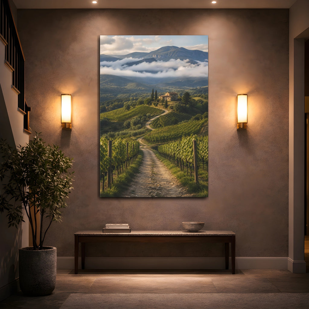 Mockup 2. Nature Vineyard Green Landscape shown as stretched canvas wall art