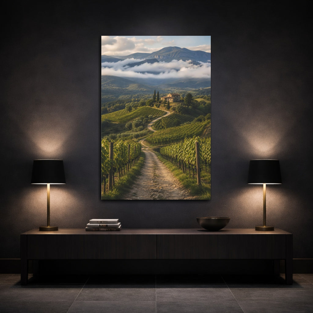 Mockup 3. Nature Vineyard Green Landscape shown as stretched canvas wall art