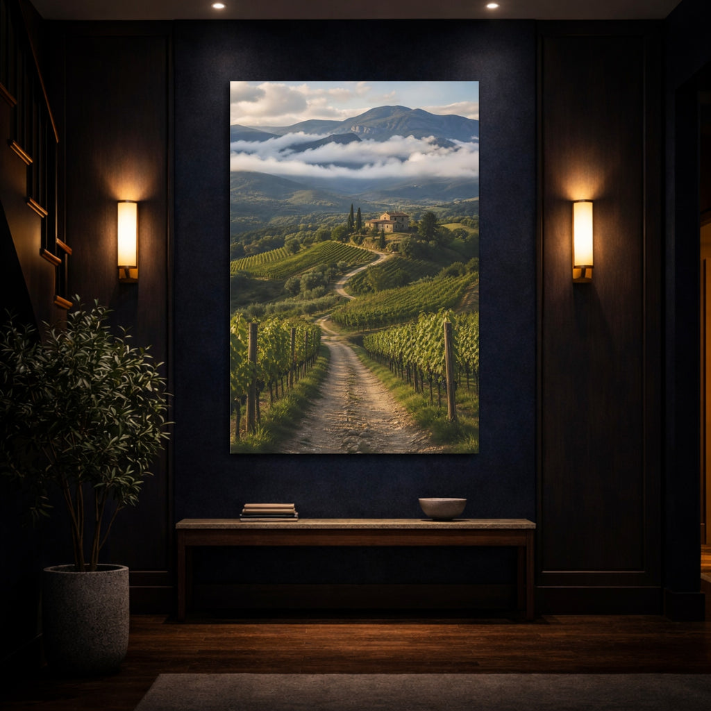 Mockup 4. Nature Vineyard Green Landscape shown as stretched canvas wall art