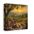 Side Mockup 2. Nature Vineyard Picnic Tuscan Sunset shown as stretched canvas wall art