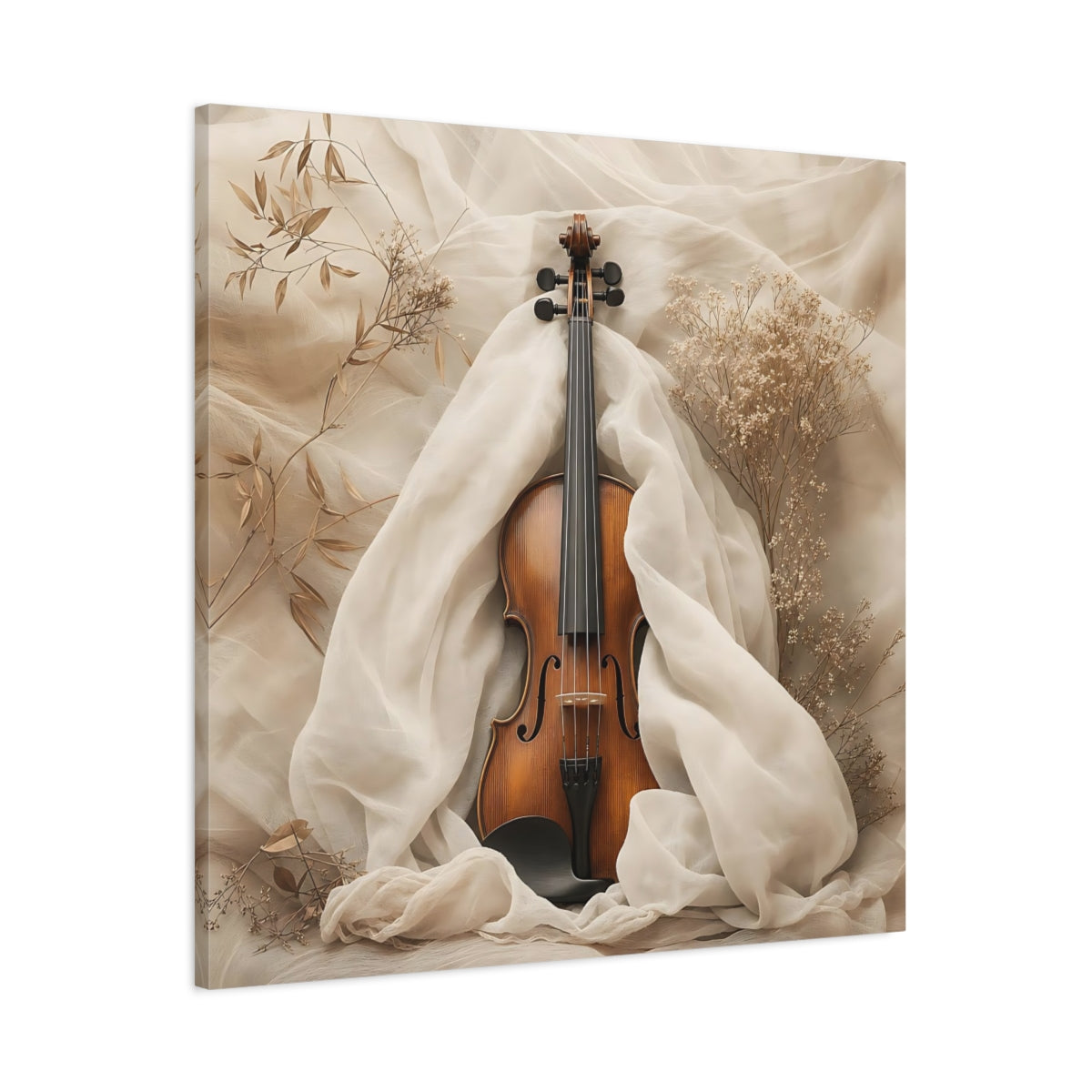 Main Mockup. Nature Violin Beige Violin shown as canvas print