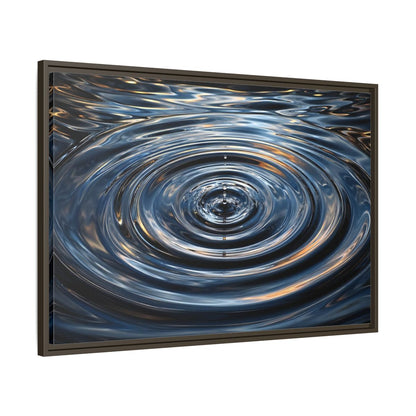Main Mockup. Nature Water Drop Blue And Gold shown as stretched canvas wall art