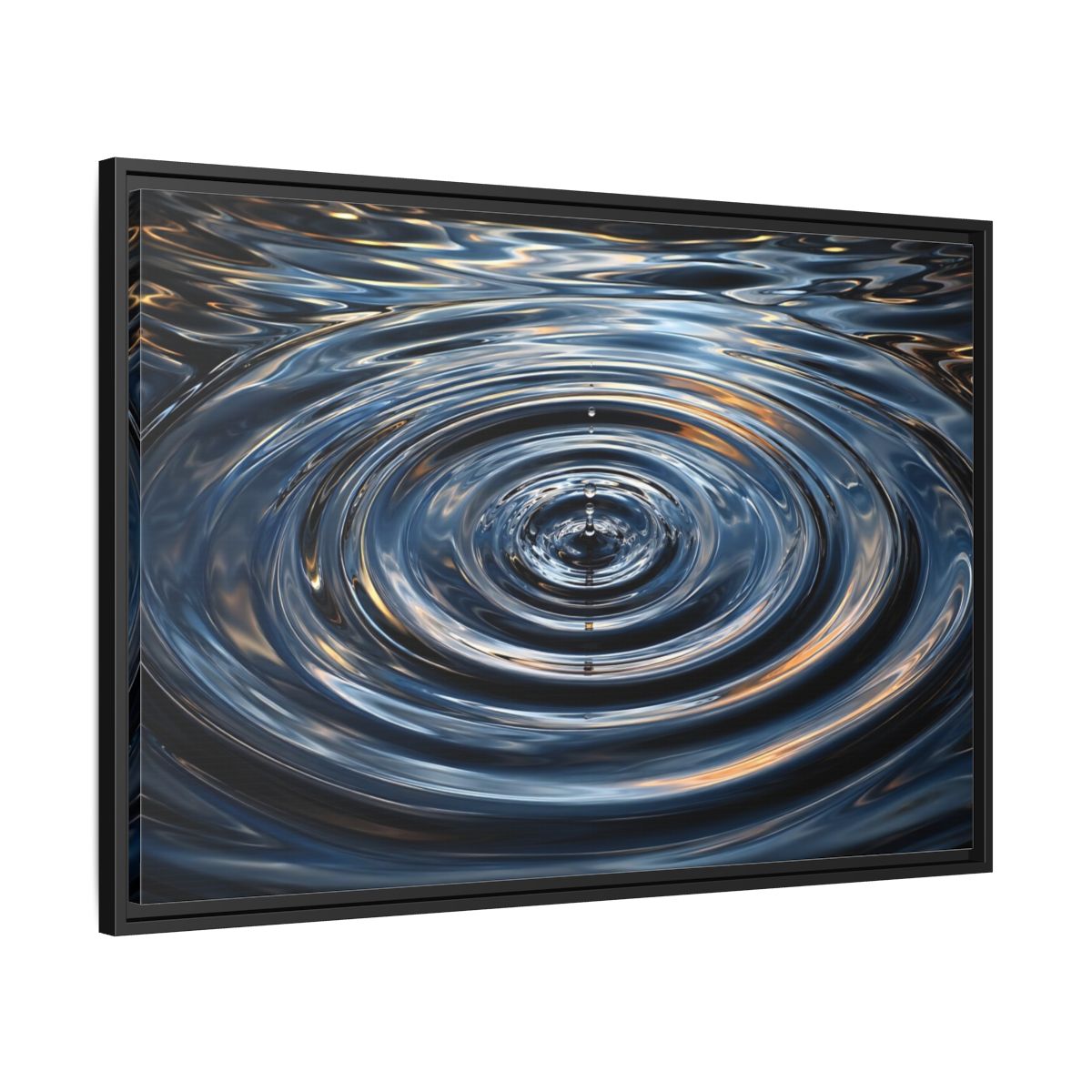 Side Mockup 13. Nature Water Drop Blue And Gold shown as stretched canvas wall art