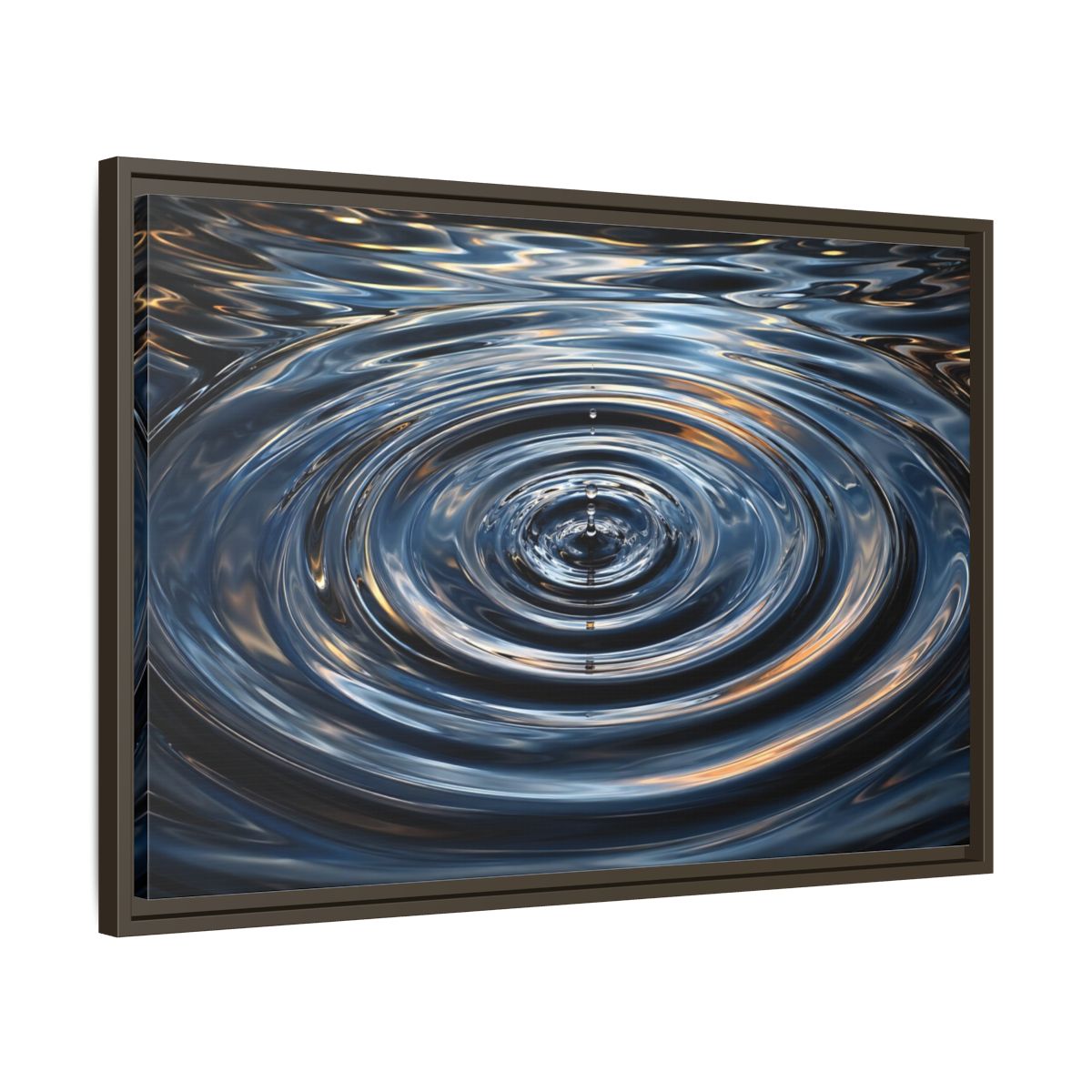 Side Mockup 11. Nature Water Drop Blue And Gold shown as stretched canvas wall art