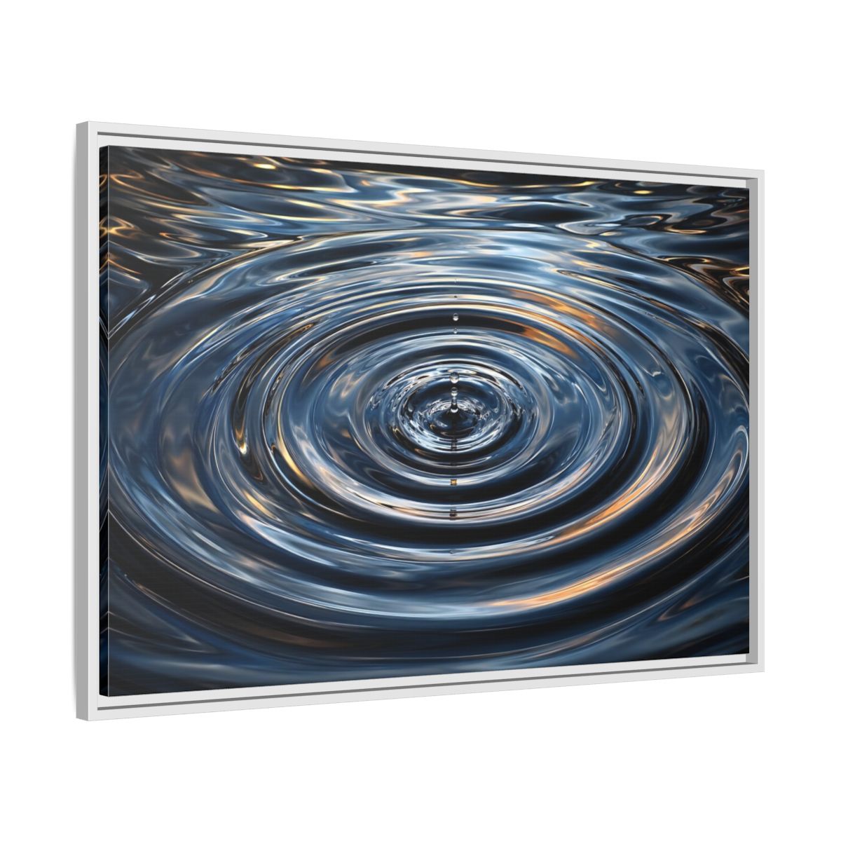 Side Mockup 9. Nature Water Drop Blue And Gold shown as stretched canvas wall art