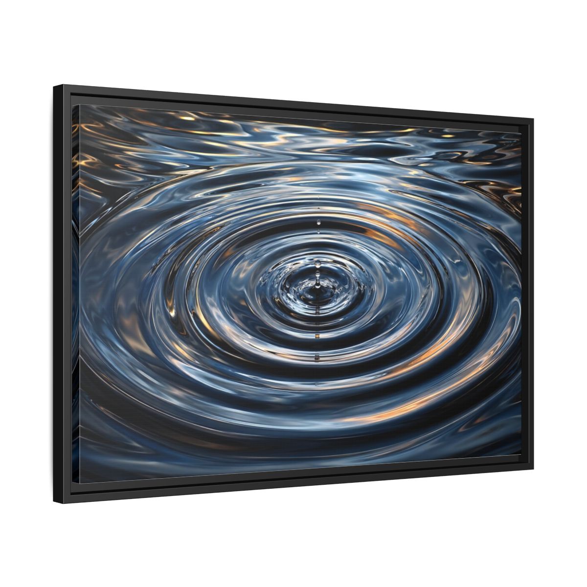 Side Mockup 14. Nature Water Drop Blue And Gold shown as stretched canvas wall art