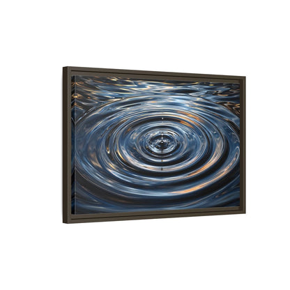 Side Mockup 2. Nature Water Drop Blue And Gold shown as stretched canvas wall art