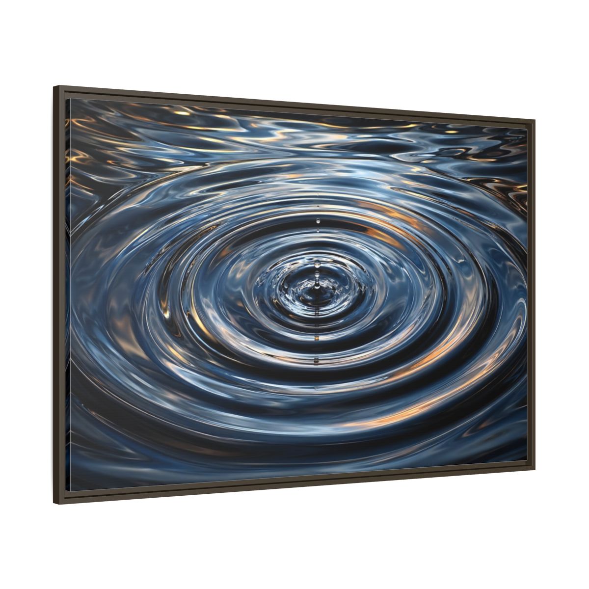 Side Mockup 8. Nature Water Drop Blue And Gold shown as stretched canvas wall art