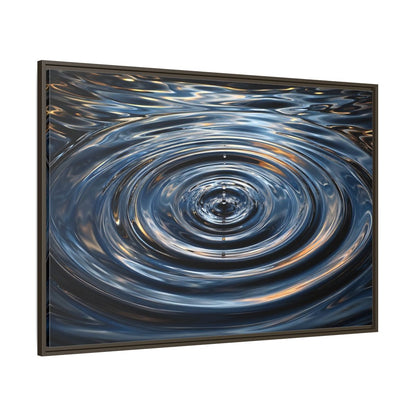 Side Mockup 8. Nature Water Drop Blue And Gold shown as stretched canvas wall art