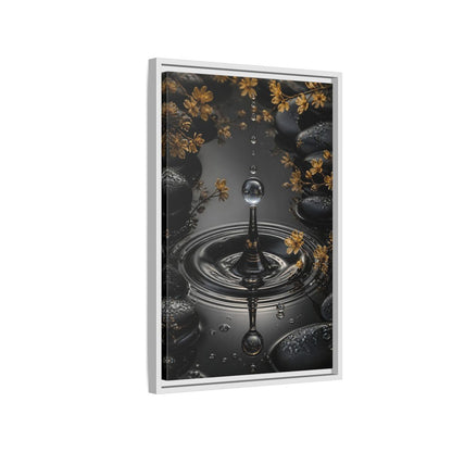 Side Mockup 1. Nature Water Droplet Black Gold Water shown as stretched canvas wall art