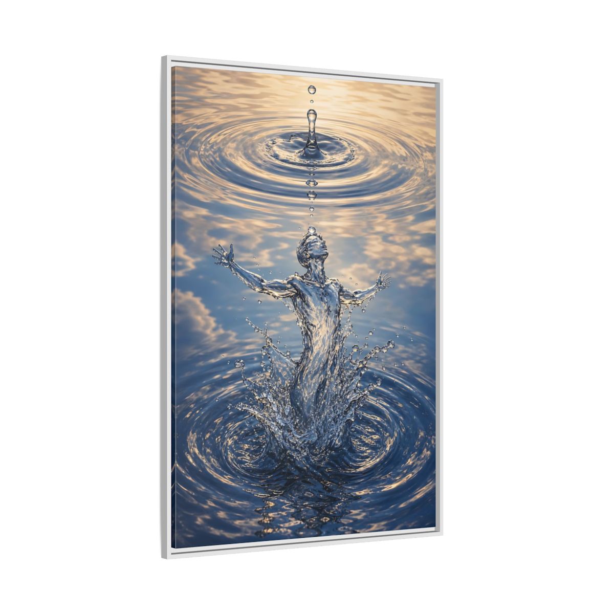 Side Mockup 7. Nature Water Figure Blue Water Figure shown as stretched canvas wall art