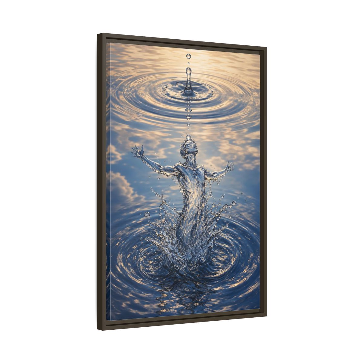 Side Mockup 11. Nature Water Figure Blue Water Figure shown as stretched canvas wall art