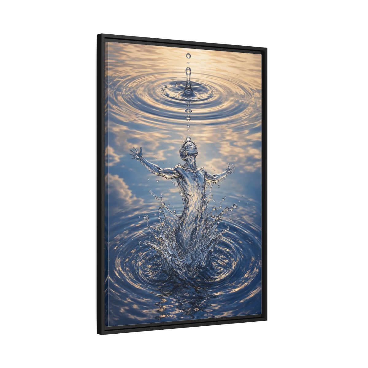 Side Mockup 13. Nature Water Figure Blue Water Figure shown as stretched canvas wall art