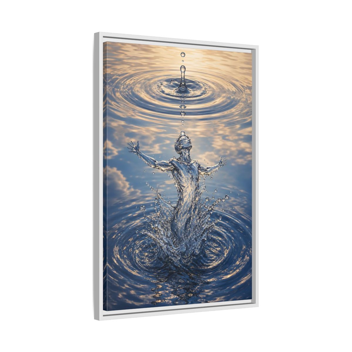 Side Mockup 10. Nature Water Figure Blue Water Figure shown as stretched canvas wall art