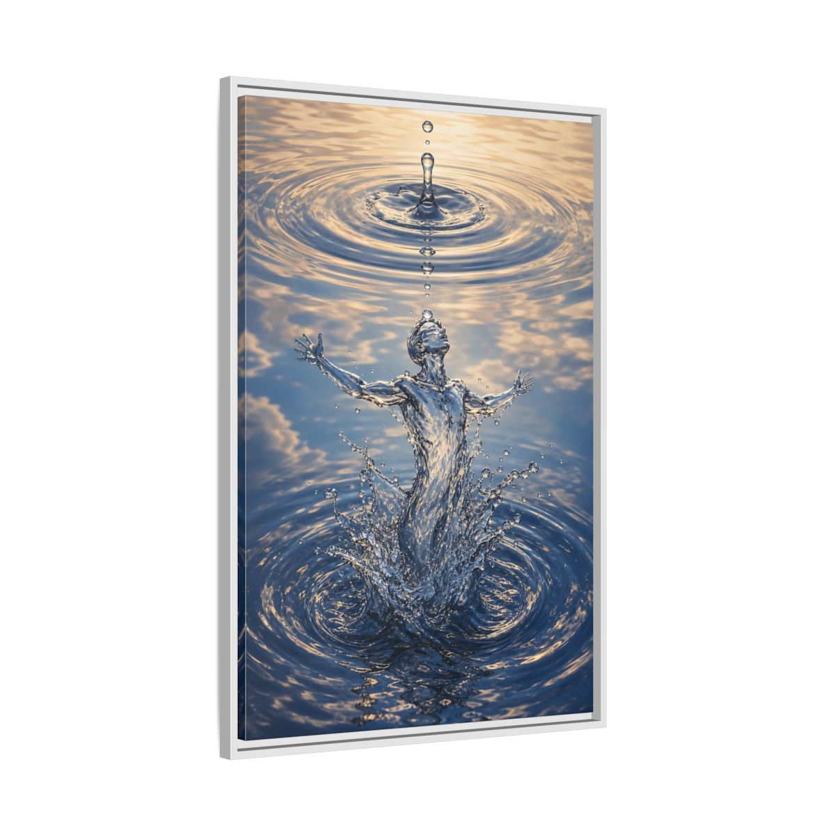 Side Mockup 9. Nature Water Figure Blue Water Figure shown as stretched canvas wall art