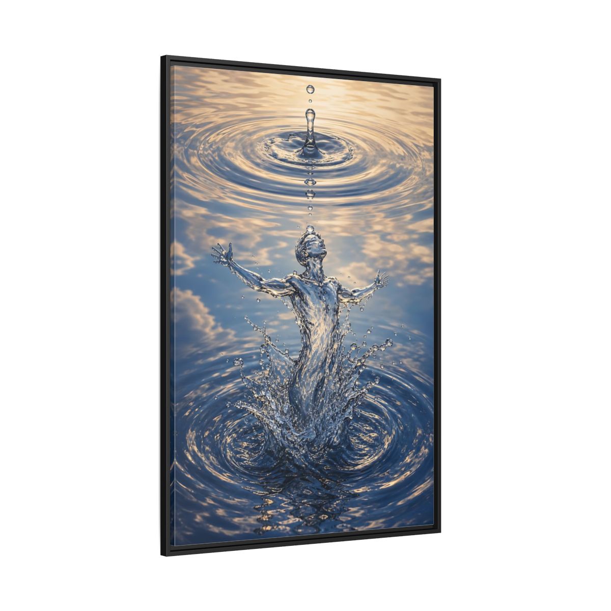 Side Mockup 12. Nature Water Figure Blue Water Figure shown as stretched canvas wall art