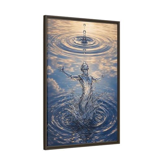 Main Mockup. Nature Water Figure Blue Water Figure shown as stretched canvas wall art
