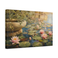 Side Mockup 4. Nature Water Lilies Pink Water Lilies shown as stretched canvas wall art