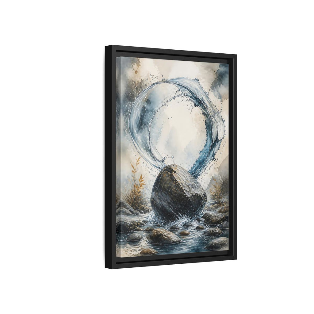 Side Mockup 6. Nature Water Splash Blue Gray Water shown as stretched canvas wall art