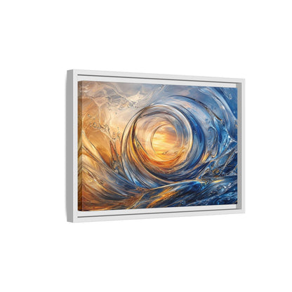 Side Mockup 4. Nature Water Vortex Blue And Orange Abstract shown as stretched canvas wall art