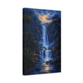 Side Mockup 4. Nature Waterfall Blue And Gold shown as stretched canvas wall art