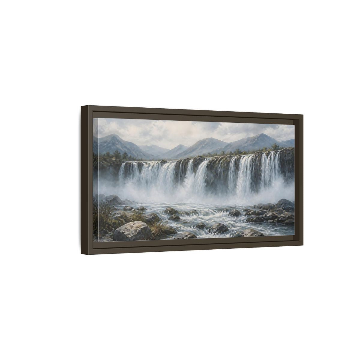 Side Mockup 7. Nature Waterfall Waterfall Landscape shown as stretched canvas wall art