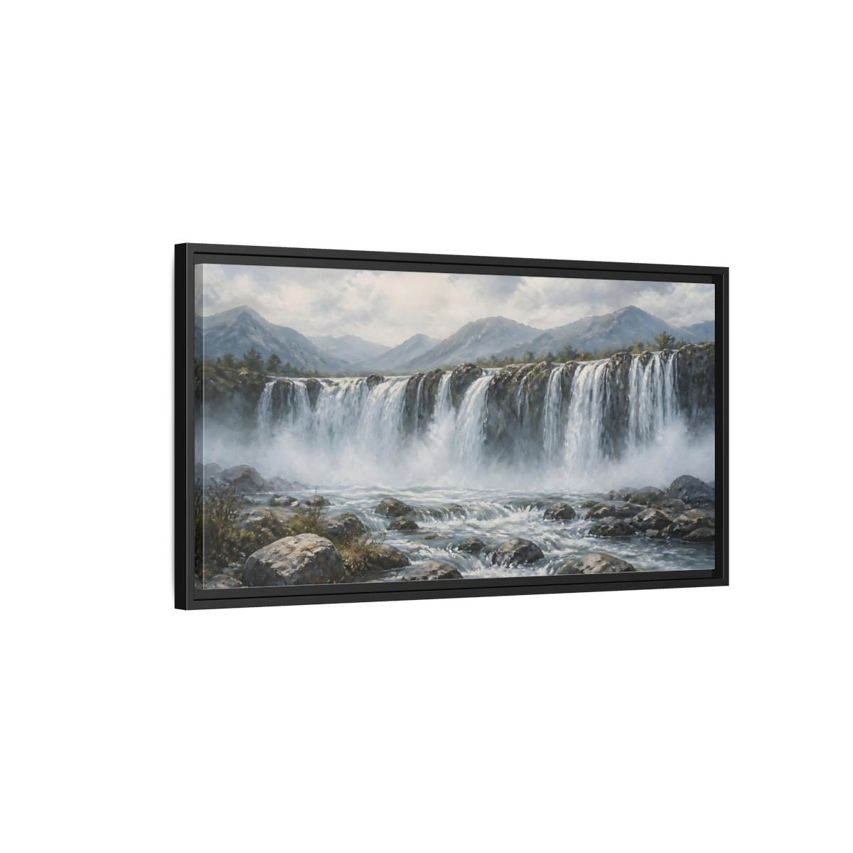 Side Mockup 2. Nature Waterfall Waterfall Landscape shown as stretched canvas wall art