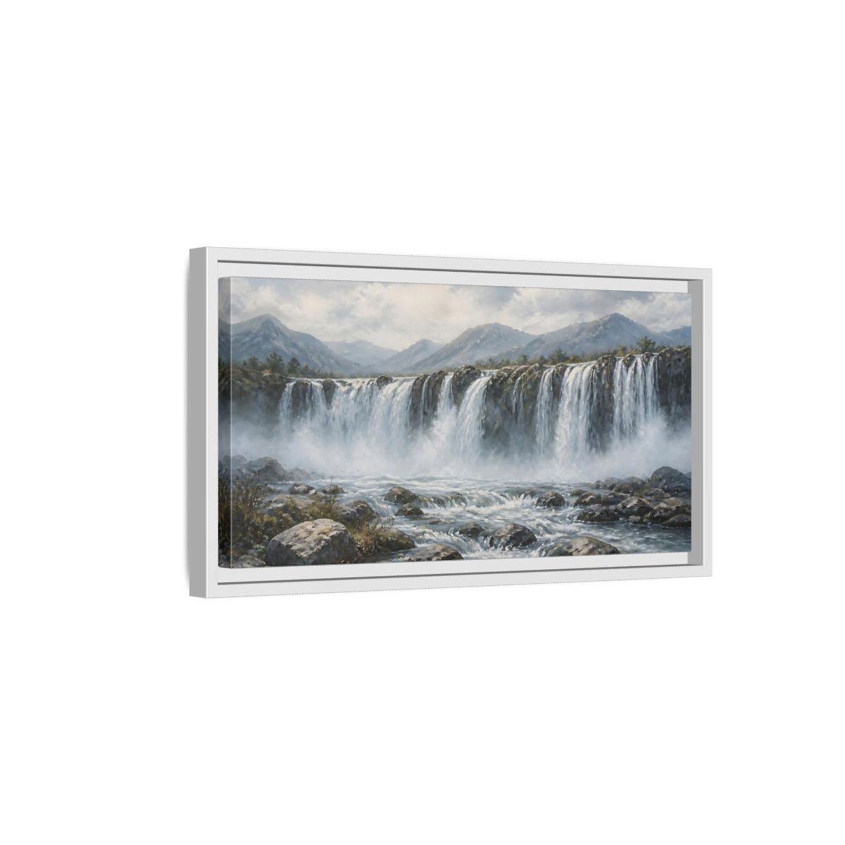 Side Mockup 6. Nature Waterfall Waterfall Landscape shown as stretched canvas wall art