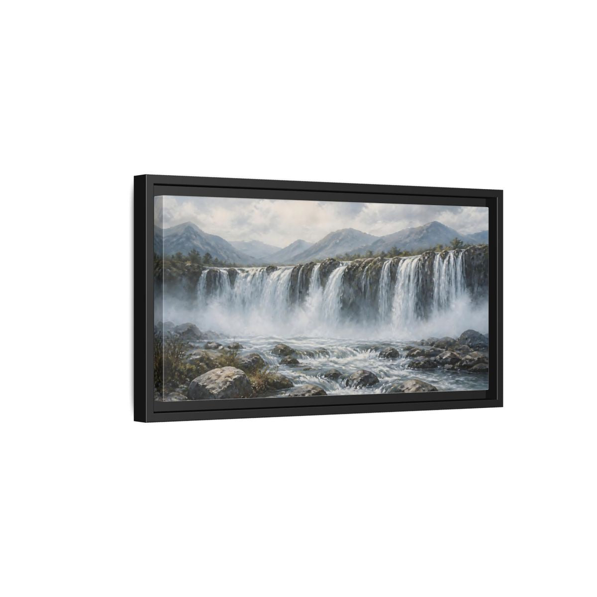 Side Mockup 8. Nature Waterfall Waterfall Landscape shown as stretched canvas wall art