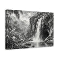 Side Mockup 4. Nature Waterfall Monochrome Waterfall shown as stretched canvas wall art